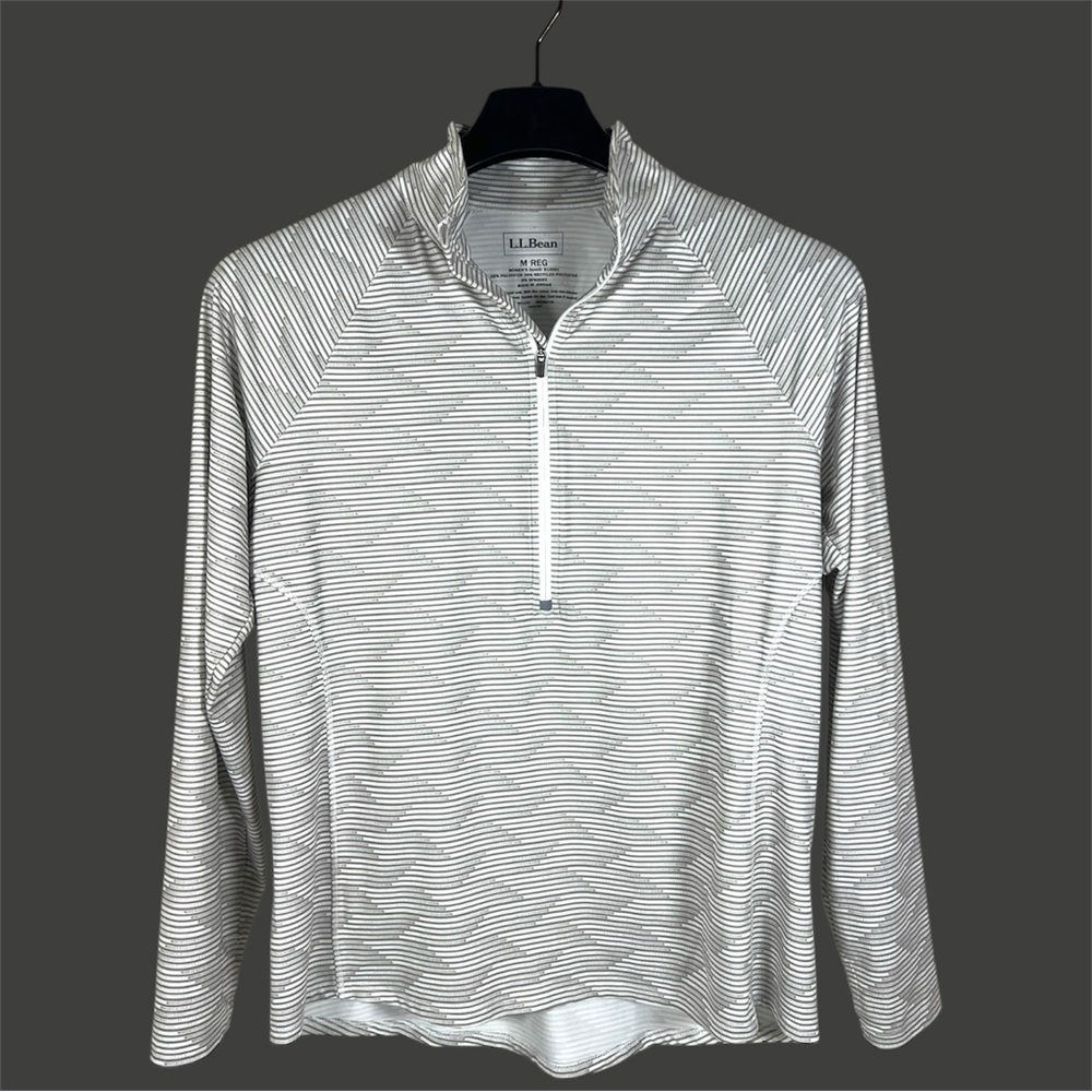 LL Bean Womans‎ Light Weight Gray 1/4 Zip Active Top Size M Running Shirt